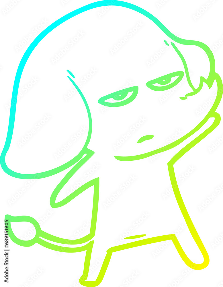 cold gradient line drawing of a annoyed cartoon elephant cold gradient line drawing of a annoyed cartoon elephant