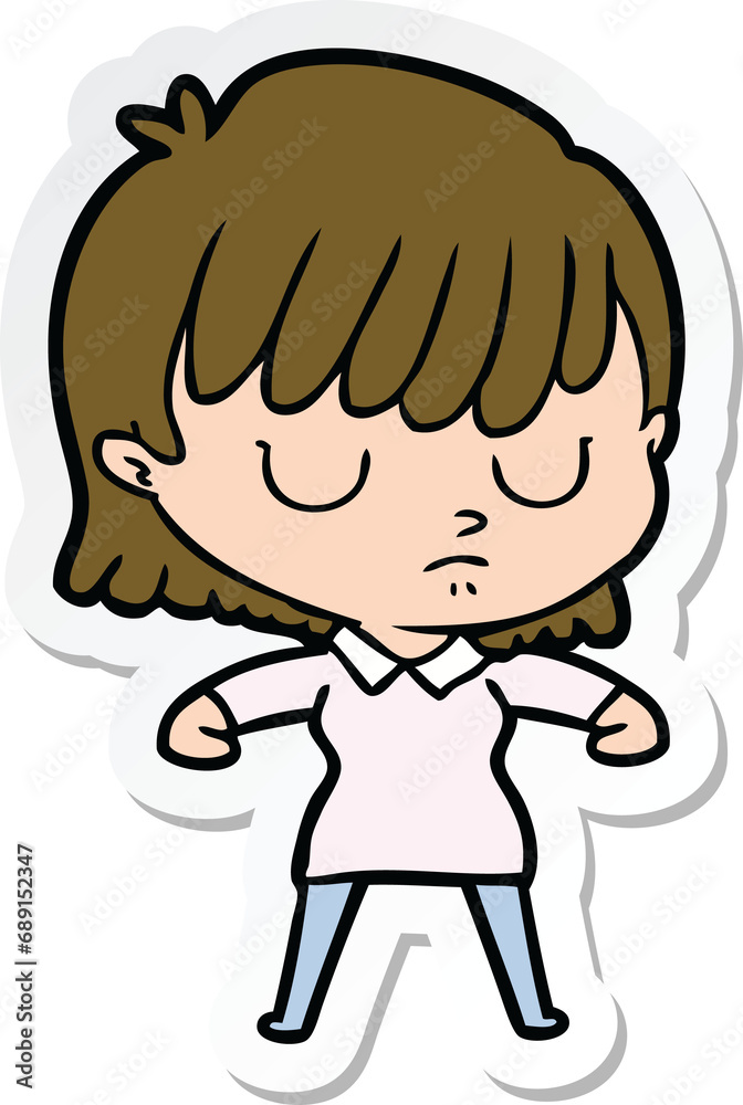 sticker of a cartoon woman sticker of a cartoon woman