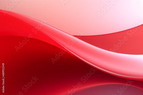 Abstract freeform curved red or light crimson. Smooth, flowing wrinkled fabric pattern. Copy space. Soft Focus. Glossy surface reflects light or reflection.