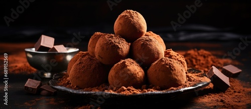 Homemade dark chocolate tru...