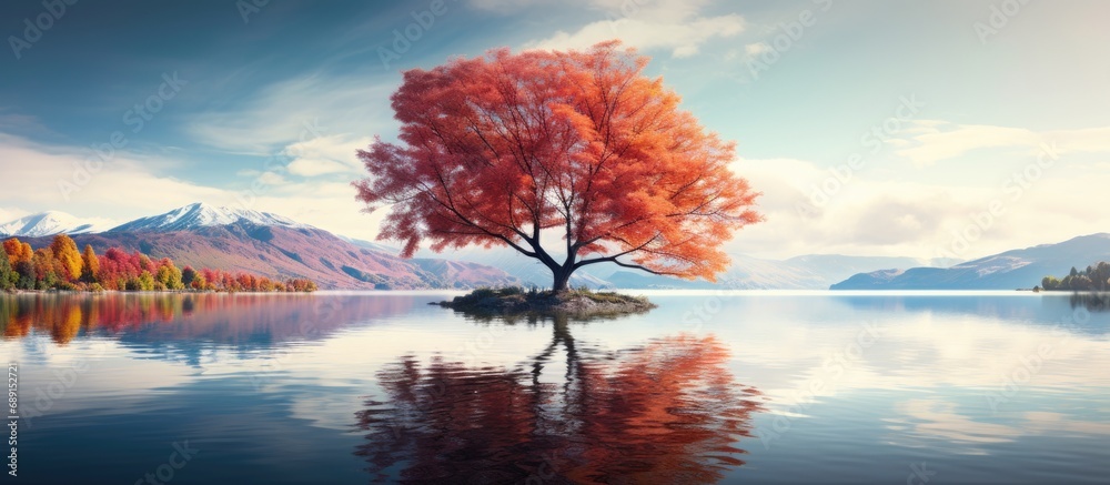 Gorgeous tree in Lake Wanaka NZ Copy space image Place for adding text or design Gorgeous tree in Lake Wanaka NZ Copy space image Place for adding text or design
