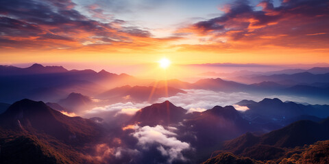 Leinwandbilder Purpur Amazing landscape of sun rise from the top of mountain  © Ahmad Soleh