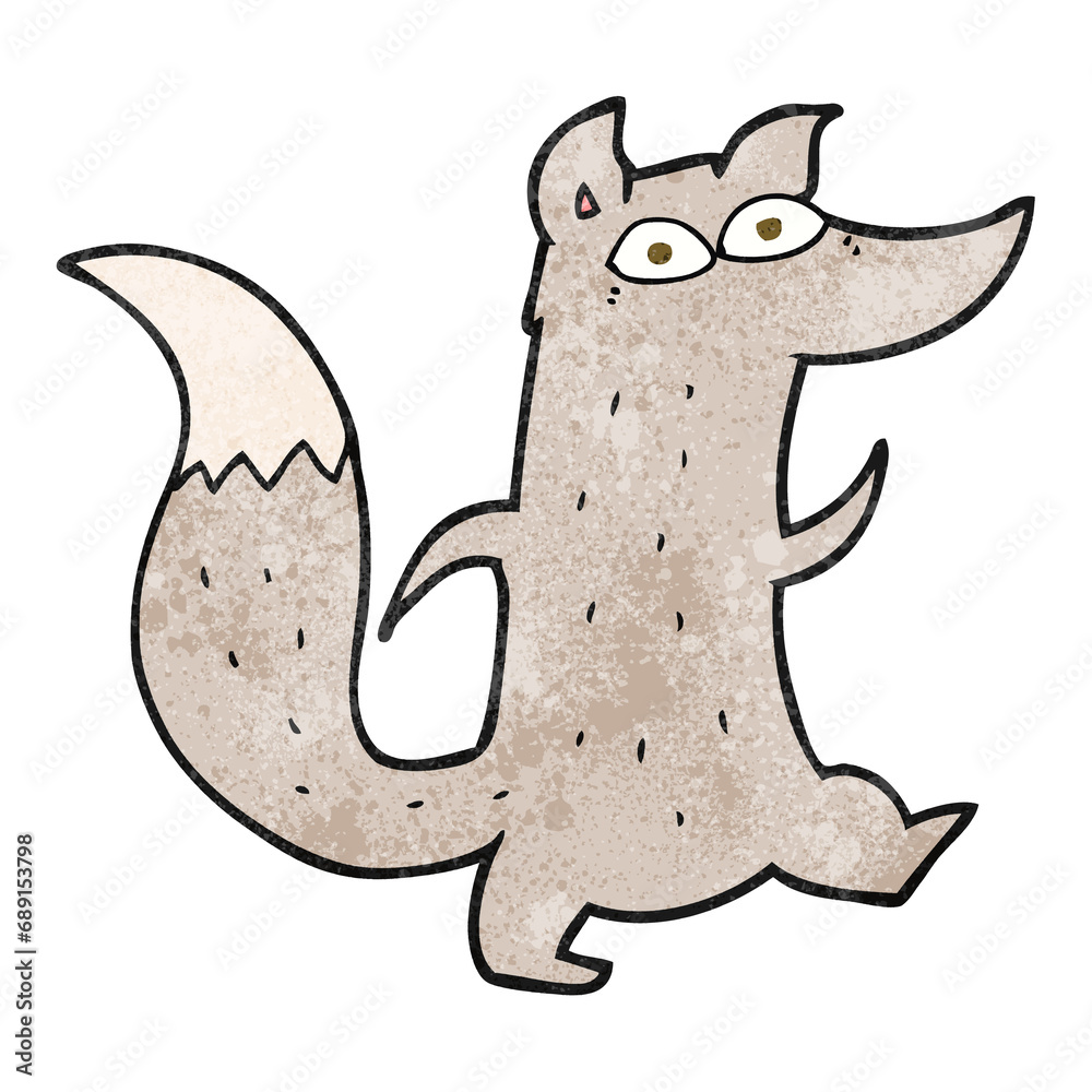 Naklejka premium freehand textured cartoon cute wolf