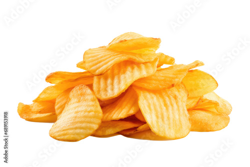 Chips Isolated On White Background, Transparent White Background, Png.