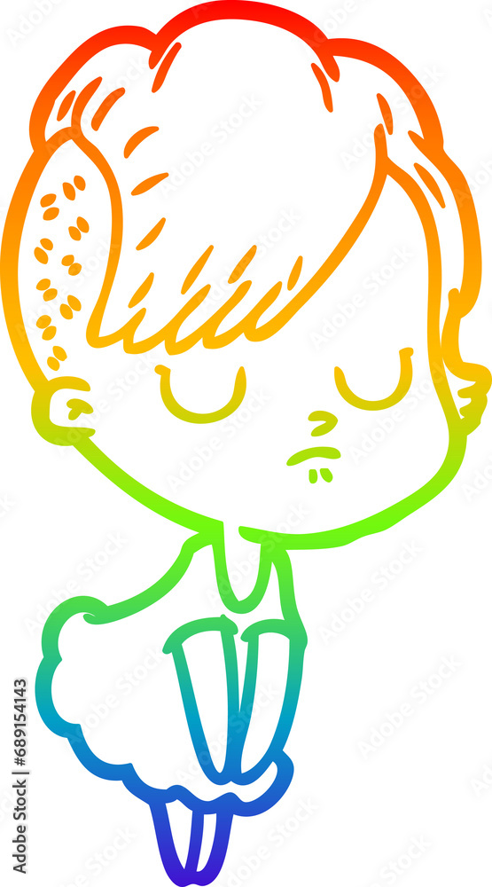 rainbow gradient line drawing of a cartoon woman rainbow gradient line drawing of a cartoon woman
