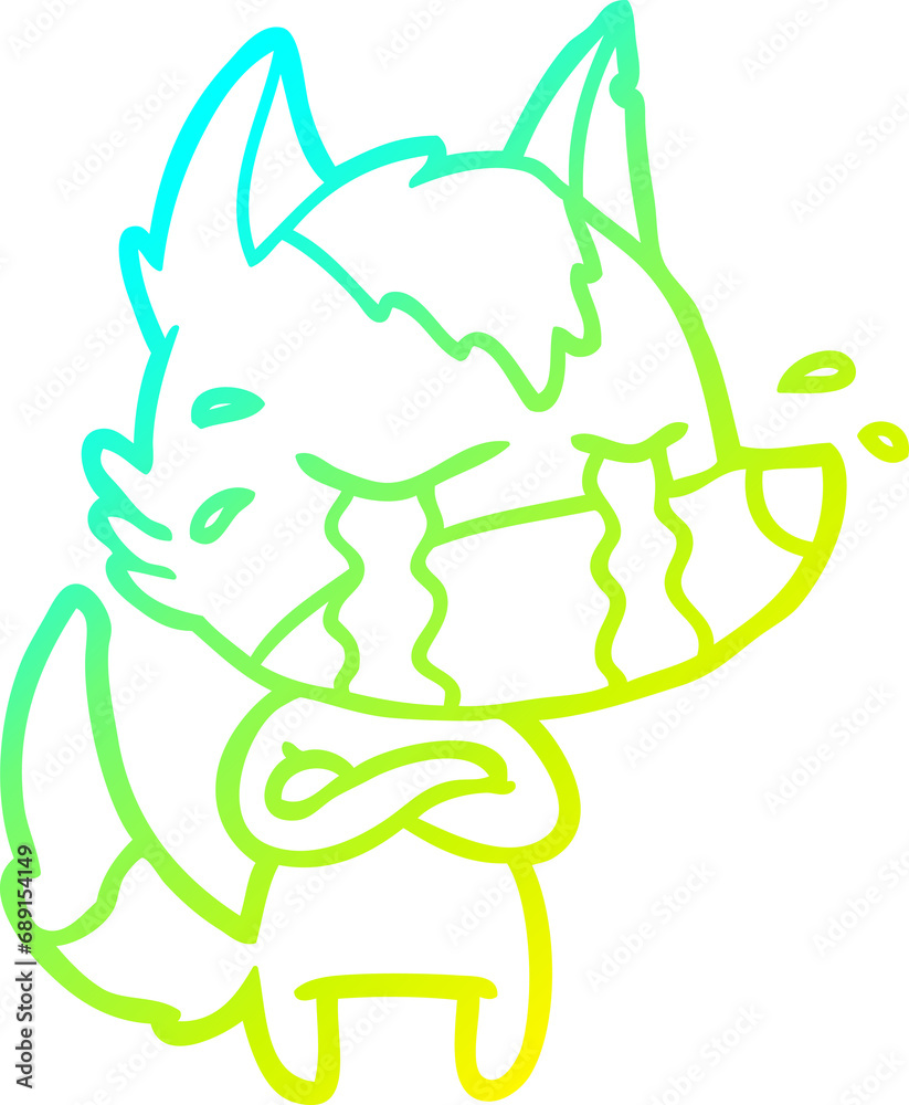 cold gradient line drawing of a cartoon crying wolf cold gradient line drawing of a cartoon crying wolf