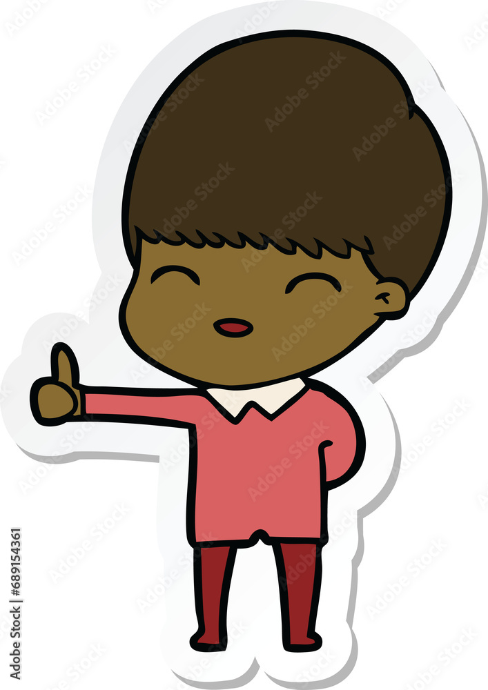sticker of a happy cartoon boy sticker of a happy cartoon boy