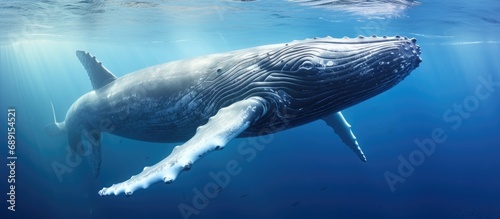 Humpback whale in Tonga s Vava u island Copy space image Place for adding text or design photo
