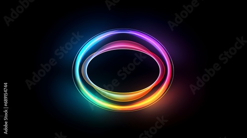 Abstract colorful neon circle on dark background. Vector illustration. Eps 10