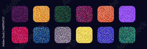 Glitter seamless pattern set, Shiny seamless colorful backgrounds with shimmer texture. Holiday vector abstract background. Vector illustration