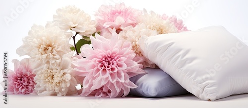 Floral cushions on white su...