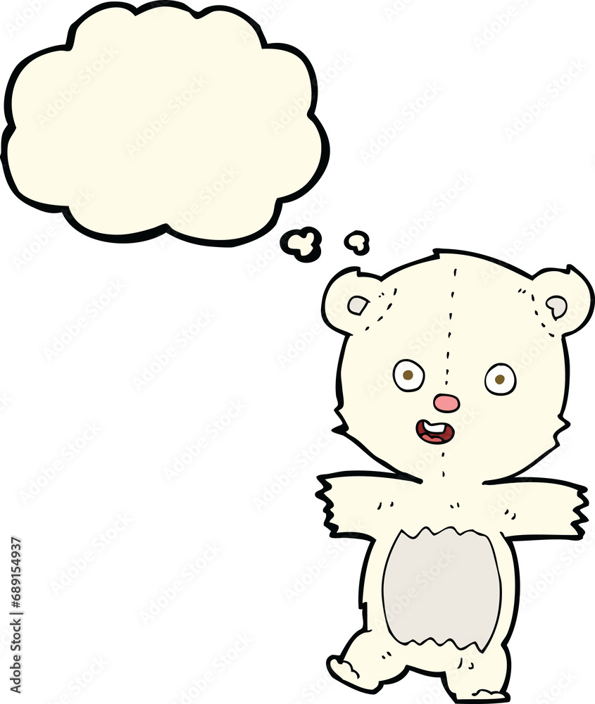cartoon cute polar bear cub with thought bubble cartoon cute polar bear cub with thought bubble