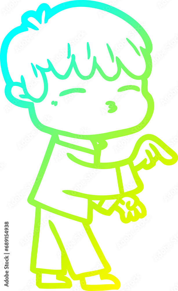 cold gradient line drawing of a cartoon curious boy cold gradient line drawing of a cartoon curious boy