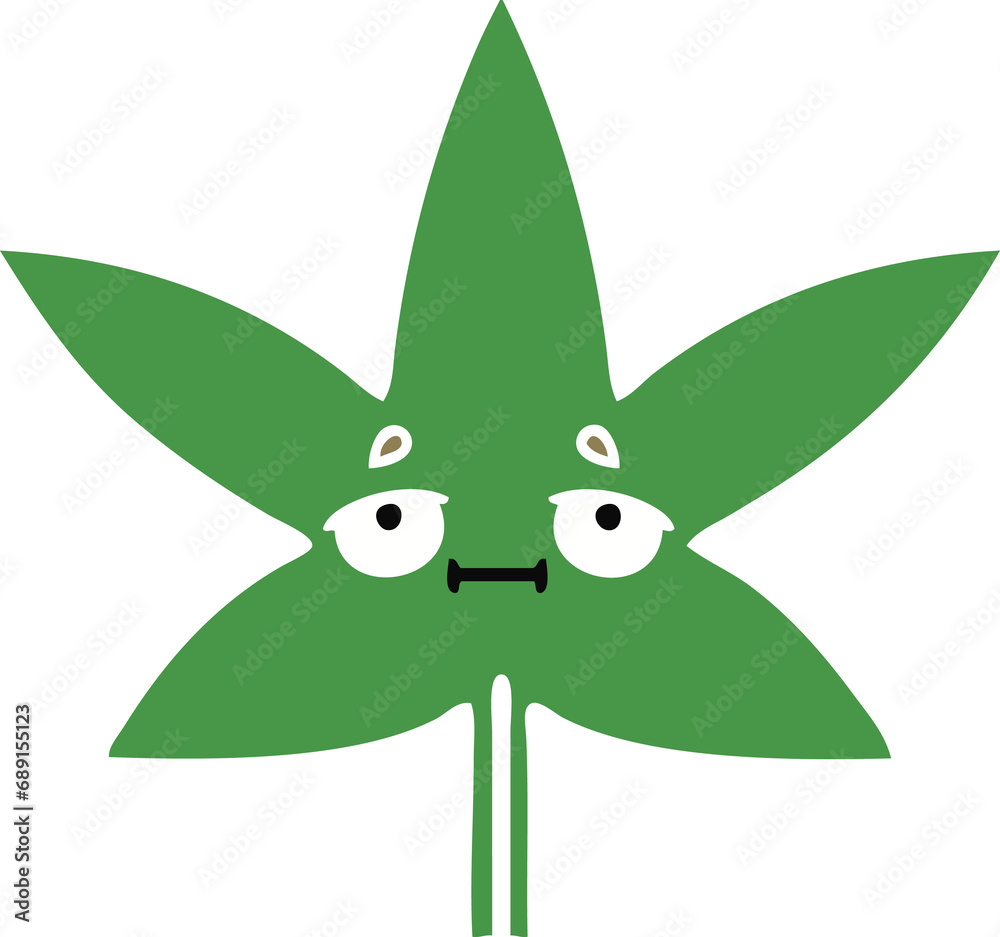 flat color retro cartoon of a marijuana leaf flat color retro cartoon of a marijuana leaf