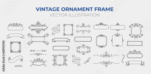 Vintage Ornament Frame. vintage floral ornament. decorative vector frames and borders. Ornate frames and scroll elements.  Isolated vector illustration signs set photo