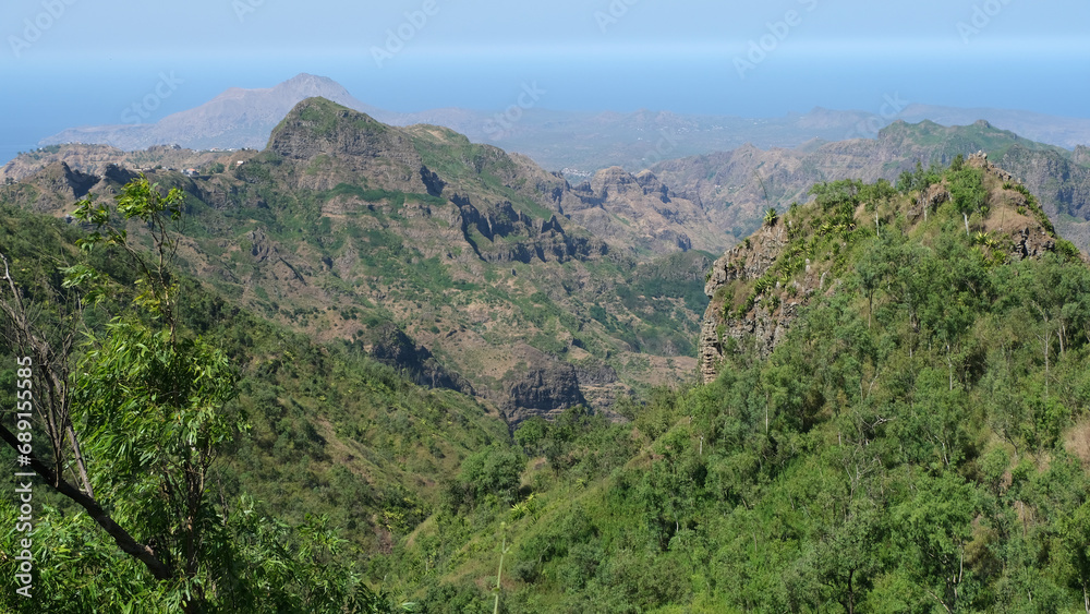The green countryside of Santiago island, Cape Verde