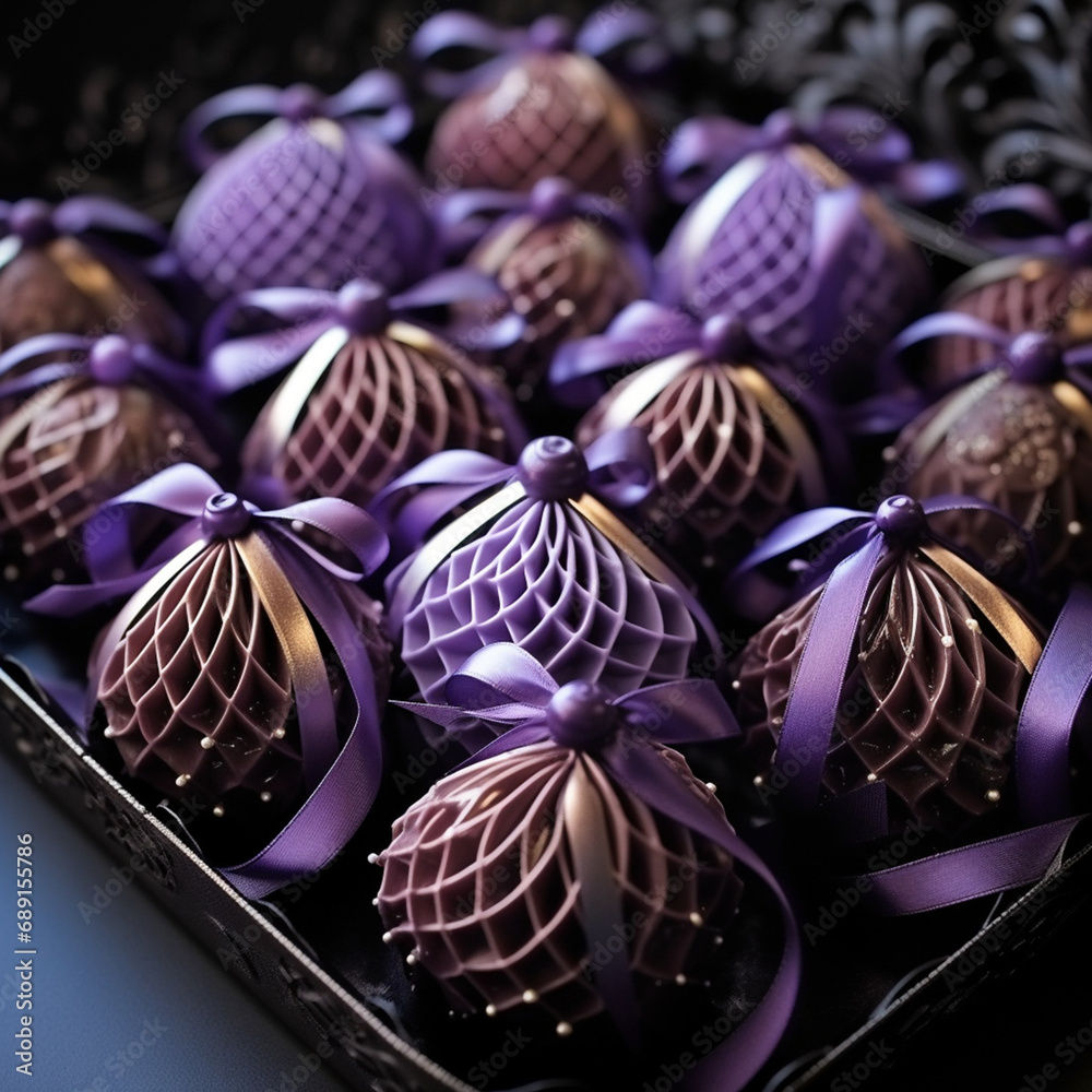 set of little black-purple pralines created with Generative Ai set of little black-purple pralines created with Generative Ai