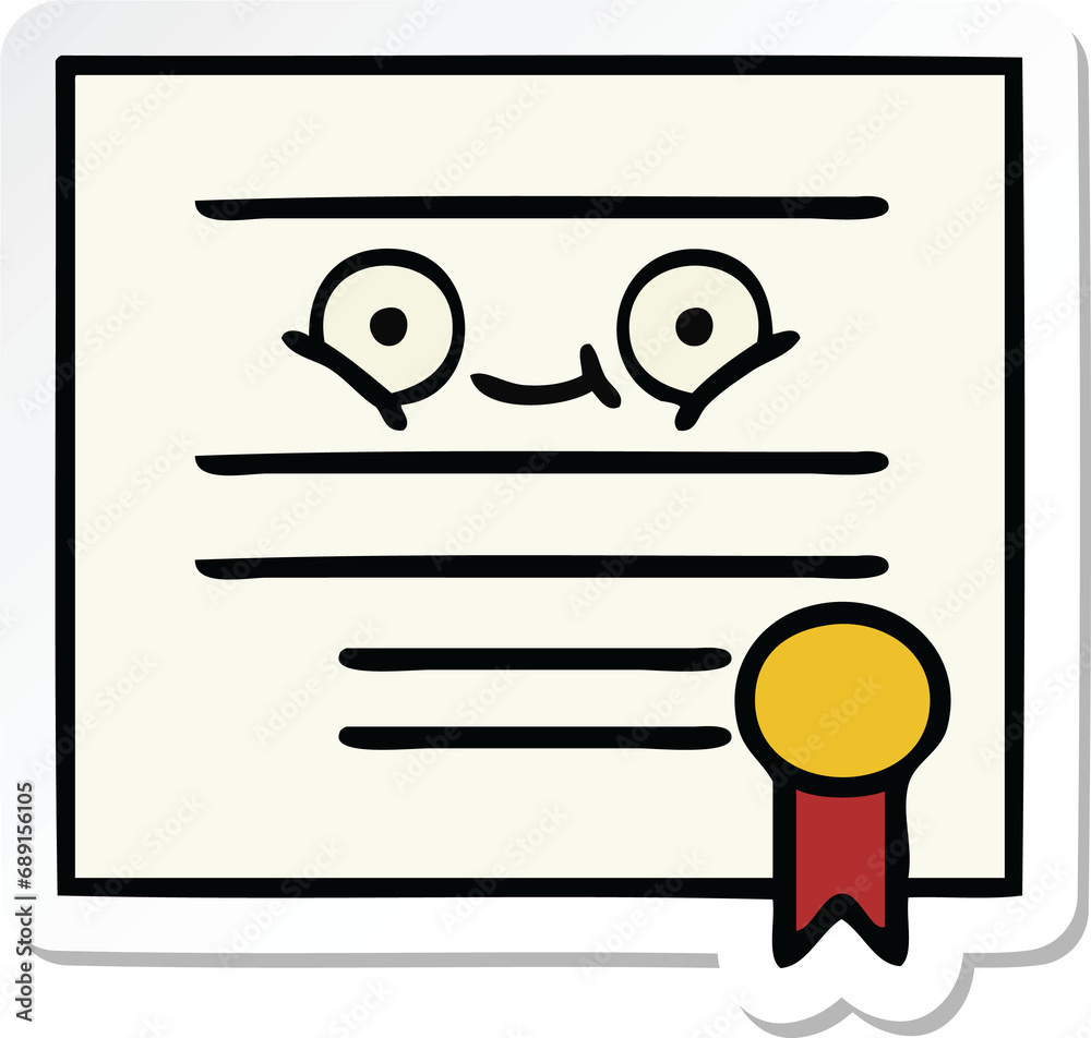 sticker of a cute cartoon graduation diploma sticker of a cute cartoon graduation diploma