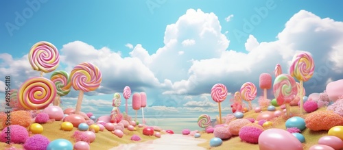 Pastel candy fantasy landsc...