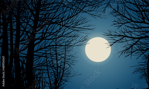 moon and tree