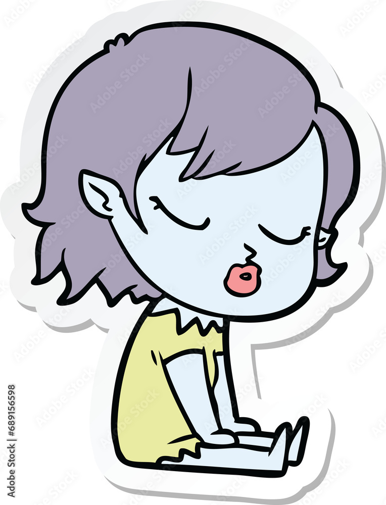 sticker of a cute cartoon vampire girl sticker of a cute cartoon vampire girl