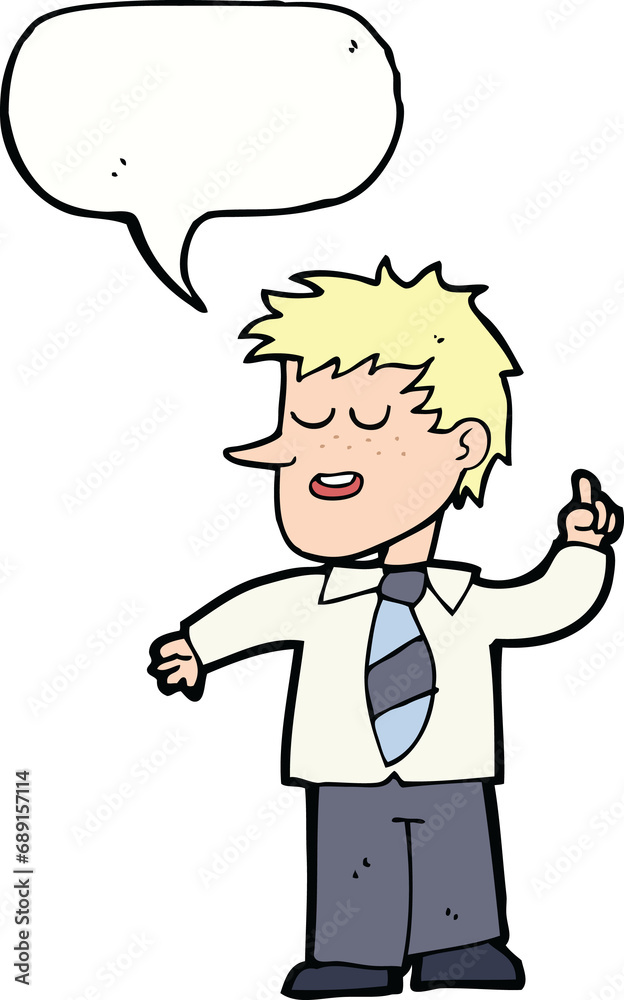 cartoon man with good idea with speech bubble