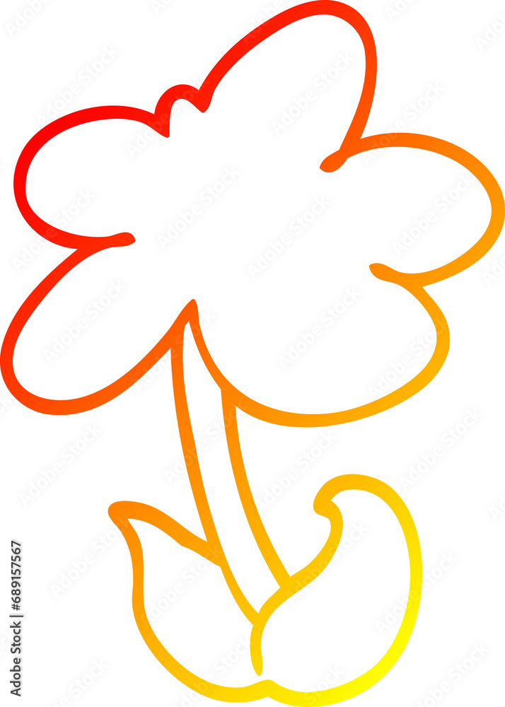warm gradient line drawing of a cute cartoon flower warm gradient line drawing of a cute cartoon flower