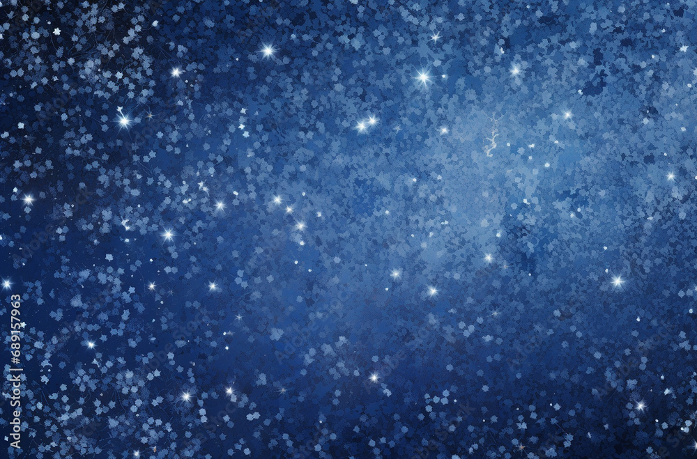 blue christmas background with snowflakes, stars and bokeh