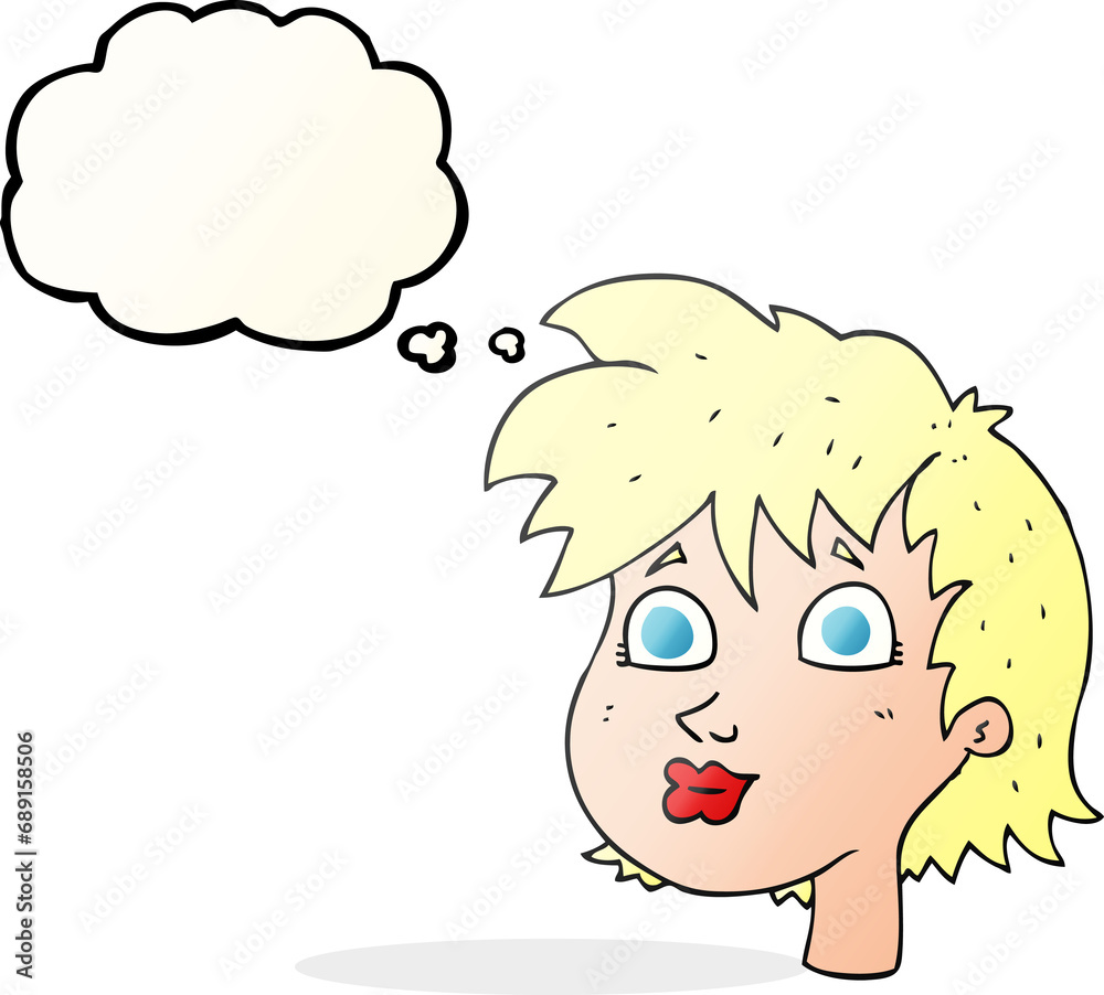 freehand drawn thought bubble cartoon female face freehand drawn thought bubble cartoon female face