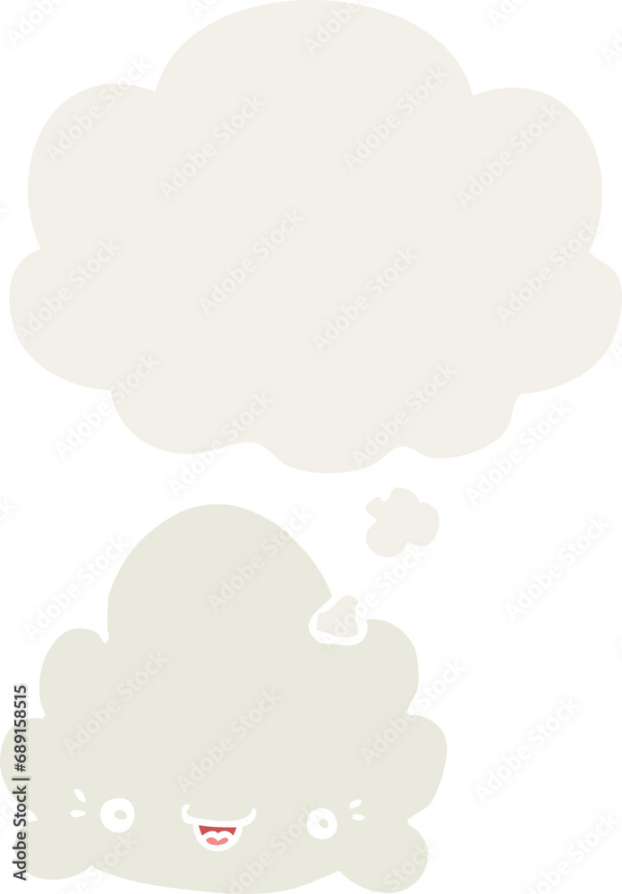 cartoon cloud with thought bubble in retro style