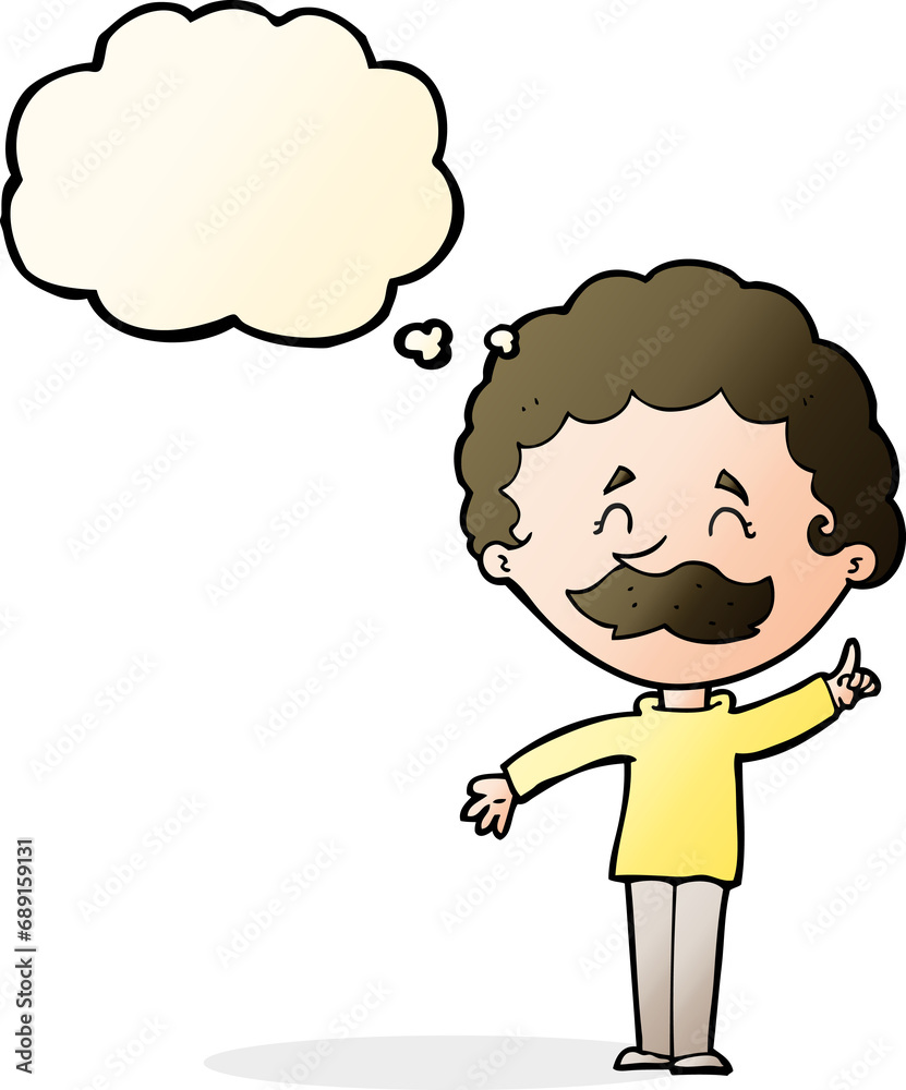 cartoon man with idea with thought bubble cartoon man with idea with thought bubble