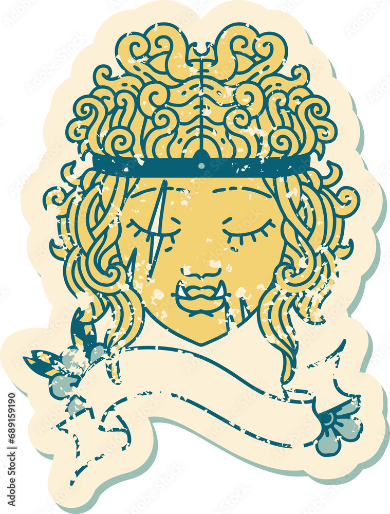 Retro Tattoo Style orc barbarian character face Retro Tattoo Style orc barbarian character face