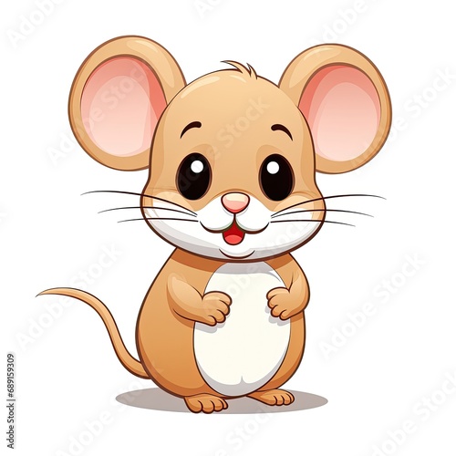 Clipart of a cute mouse cartoon with white background