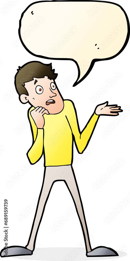 cartoon nervous man with speech bubble cartoon nervous man with speech bubble