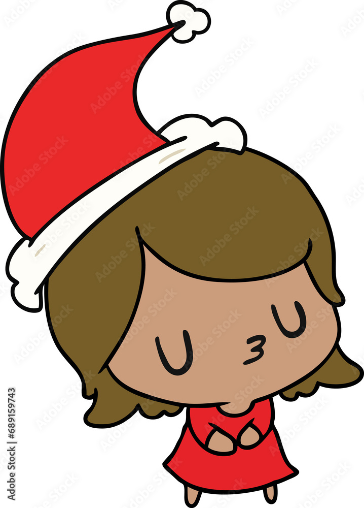 hand drawn christmas cartoon of kawaii girl hand drawn christmas cartoon of kawaii girl