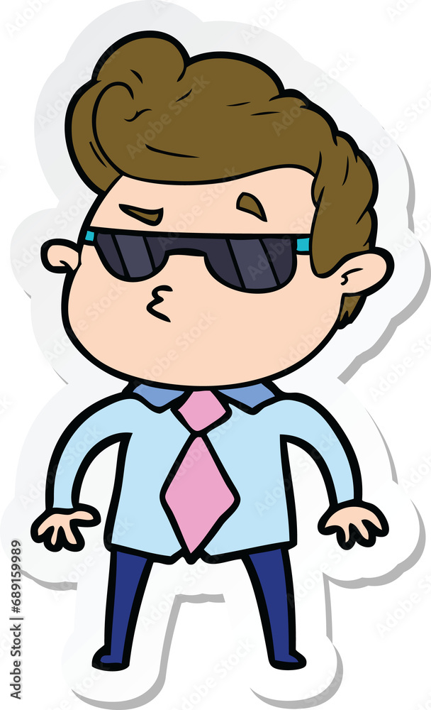 sticker of a cartoon cool guy