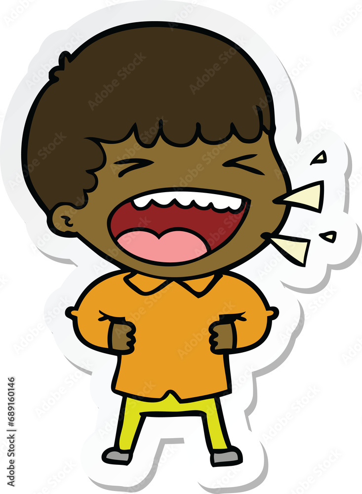 sticker of a cartoon laughing man sticker of a cartoon laughing man