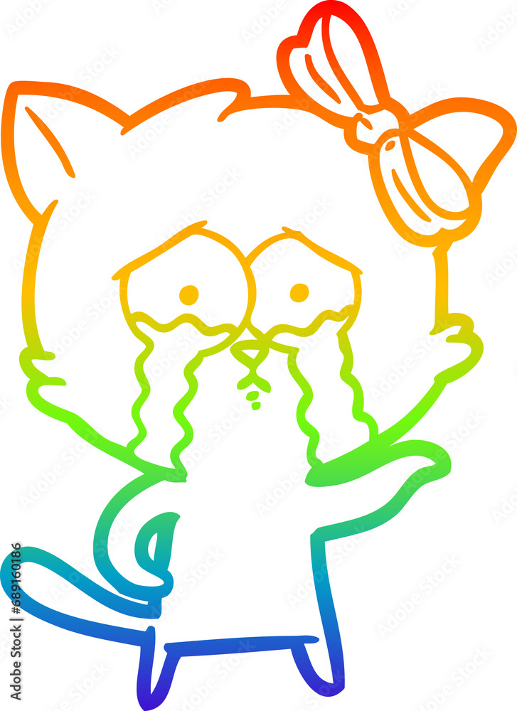rainbow gradient line drawing of a cartoon cat rainbow gradient line drawing of a cartoon cat
