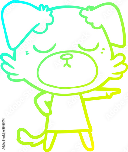cold gradient line drawing of a cute cartoon dog