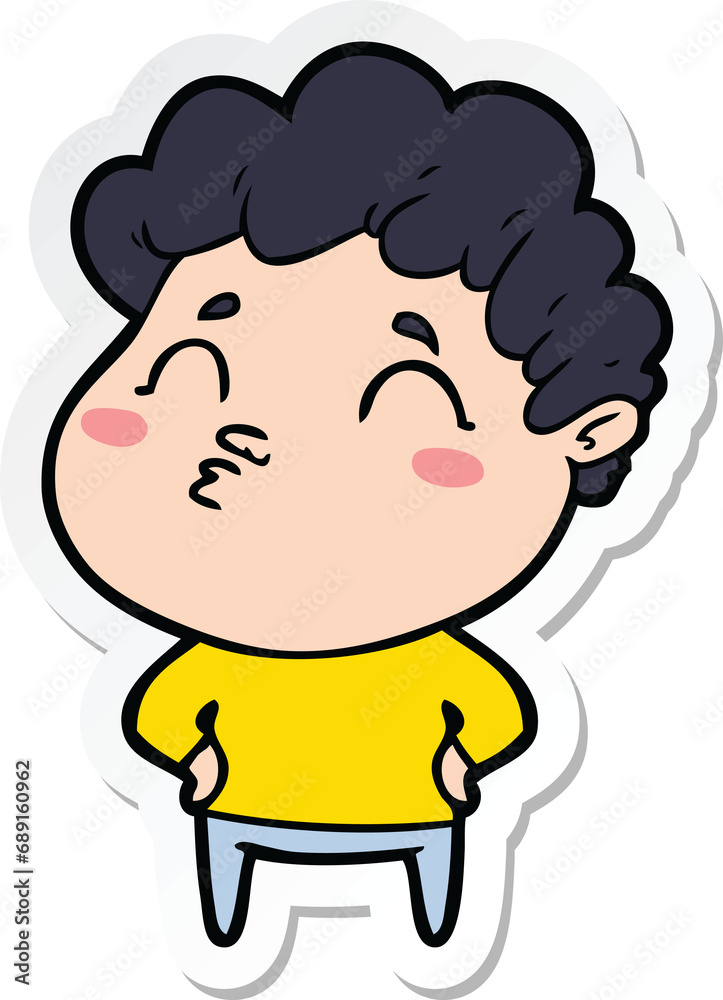 sticker of a cartoon man pouting sticker of a cartoon man pouting