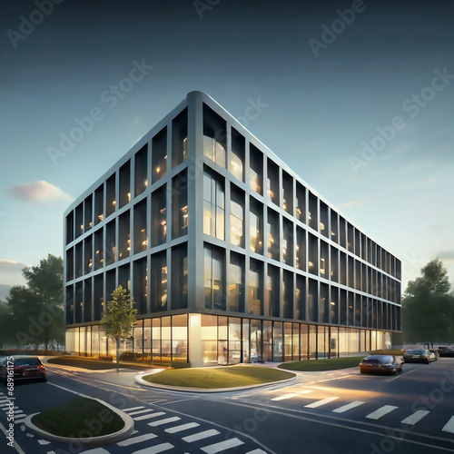 digital model of a contemporary office building © Dragon