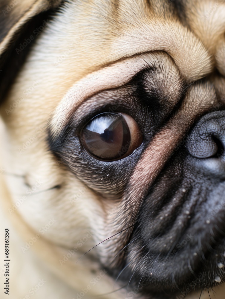 Ugly Pug closeup dog portrait