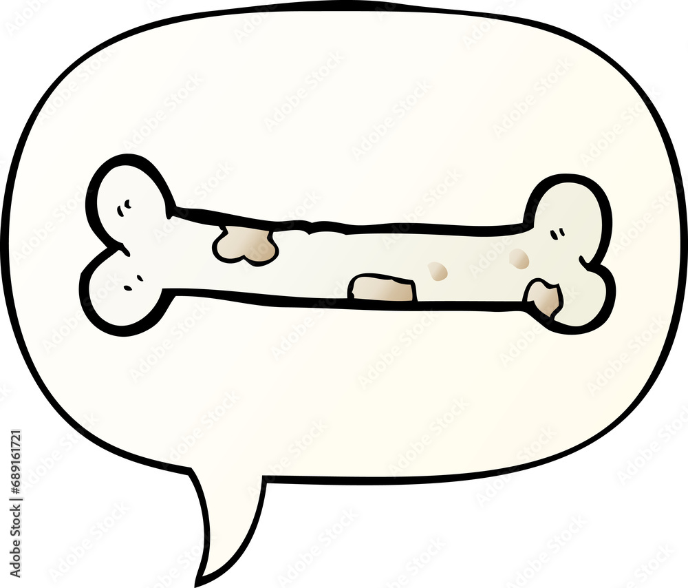cartoon bone with speech bubble in smooth gradient style cartoon bone with speech bubble in smooth gradient style