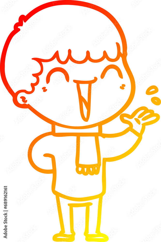 warm gradient line drawing of a cartoon happy man warm gradient line drawing of a cartoon happy man