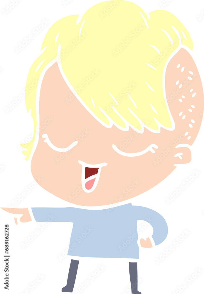 happy flat color style cartoon girl pointing happy flat color style cartoon girl pointing