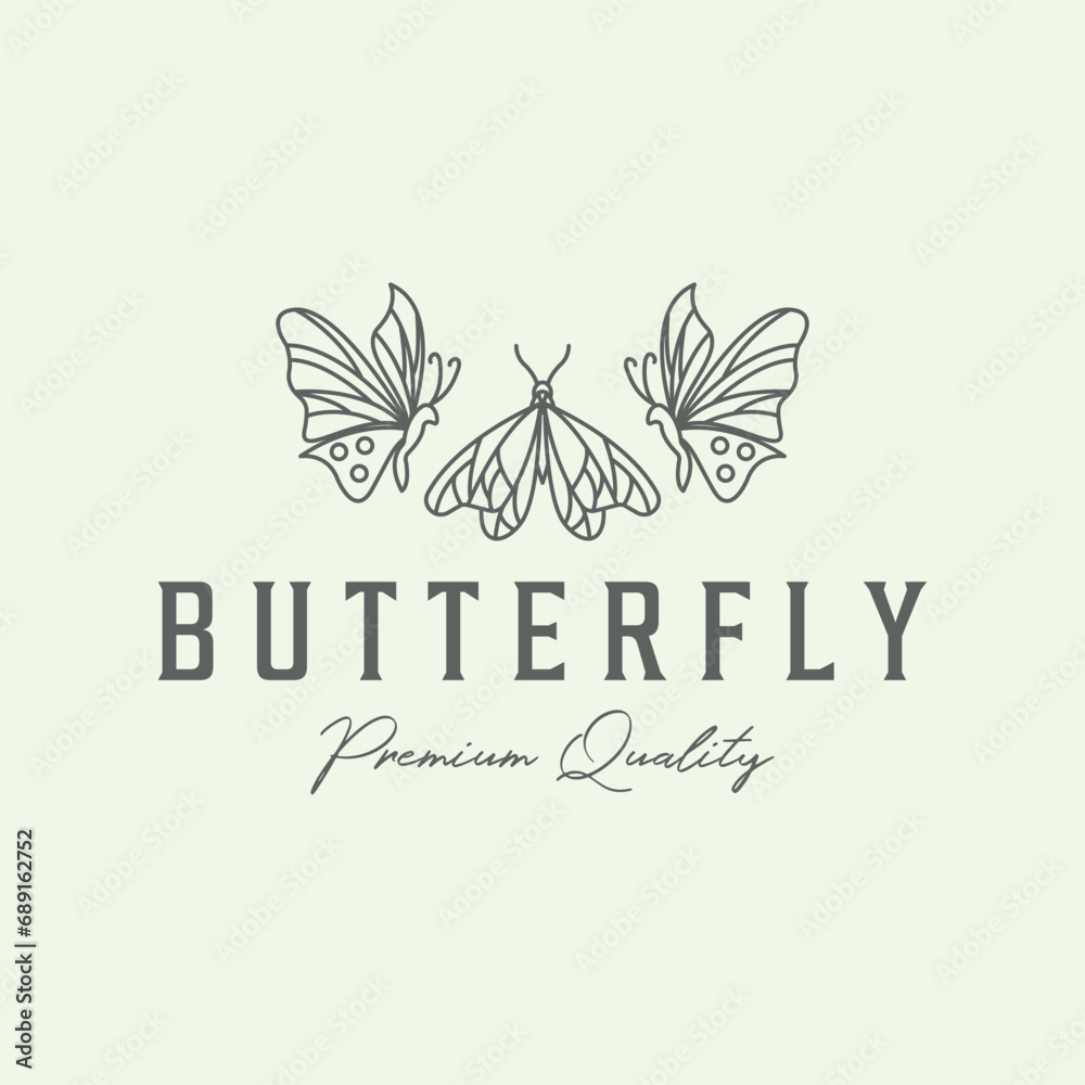 Obraz premium butterfly logo line art illustration design minimalist creative from insect beautiful