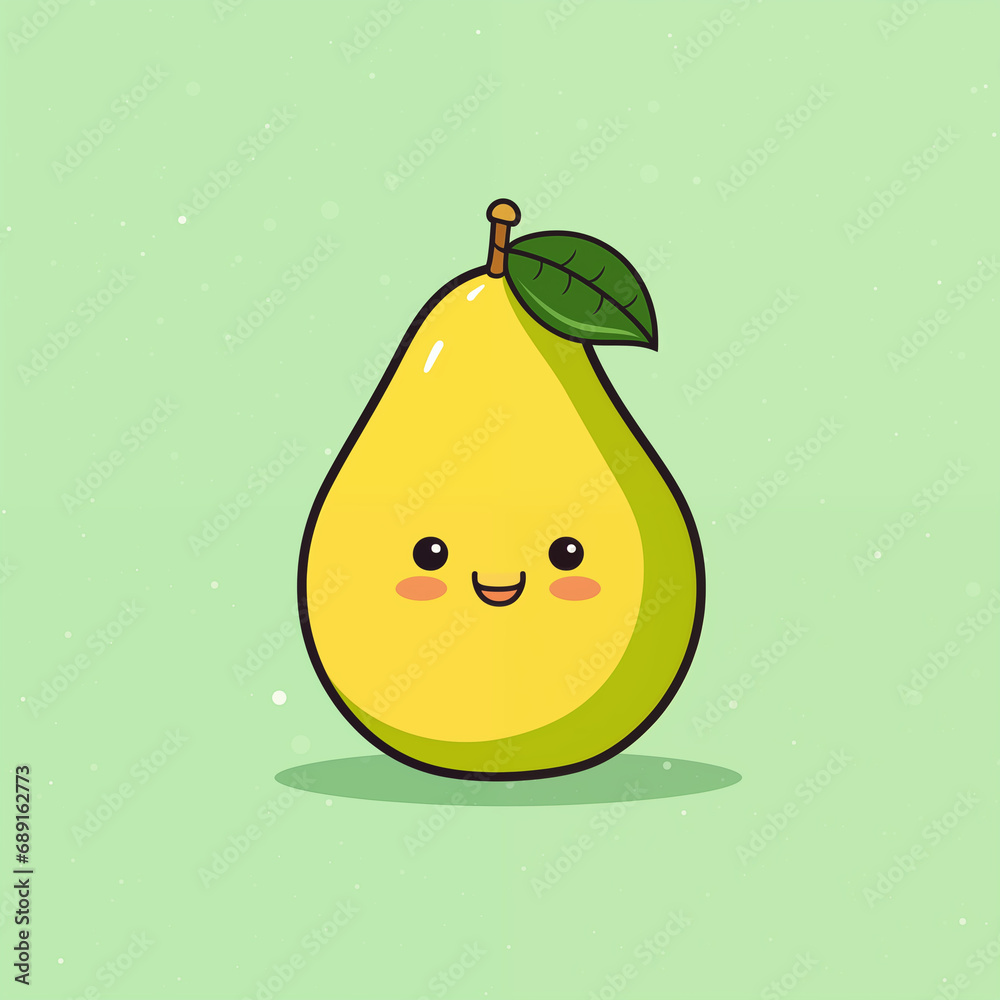 Minimalist Illustration Of A Pear With A Smile Minimalist Illustration Of A Pear With A Smile