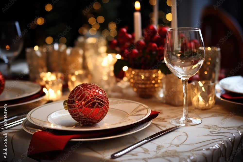 Beautiful And Festive Christmas Dinner Table Decoration