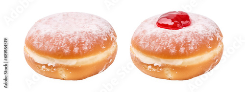 Jelly doughnut isolated on transparent or white background, png