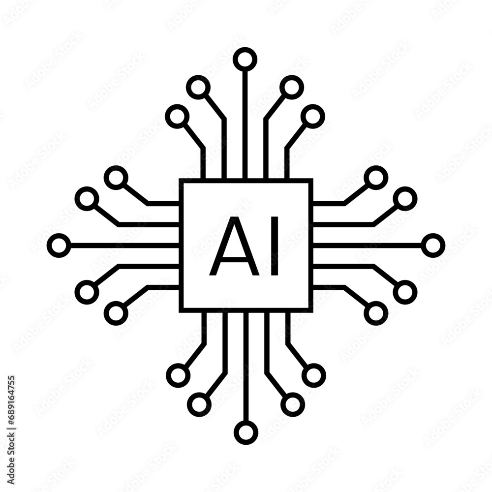 AI artificial intelligence icon vector illustration AI artificial intelligence icon vector illustration